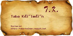 Taba Kálmán névjegykártya